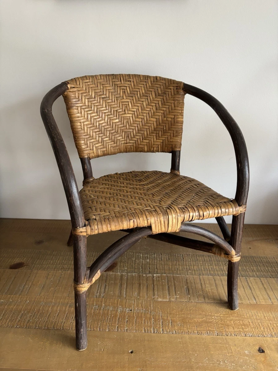 Petit Fauteuil Et Canapé En Rotin Pour Poupée (type Barbie) - Ancien, Salon De Poupée Vintage
