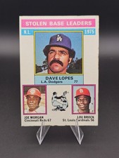 1976 Topps #197 1975 NL Stolen Base Leaders Dave Lopes / Joe Morgan / Lou Brock