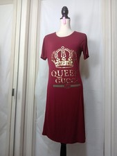 Eylul Women's Dress, gold metallic "QUEEN GUCCI" graphic with a crown Size XXL 