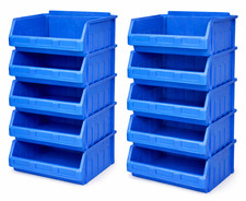 10 x SIZE 5 EX LARGE BLUE PLASTIC STORAGE STACKING PICKING BINS BOXES 