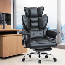 Desk Chair Big Tall Heavy Duty Ergonomic Office Chair Footrest/Armrests Black