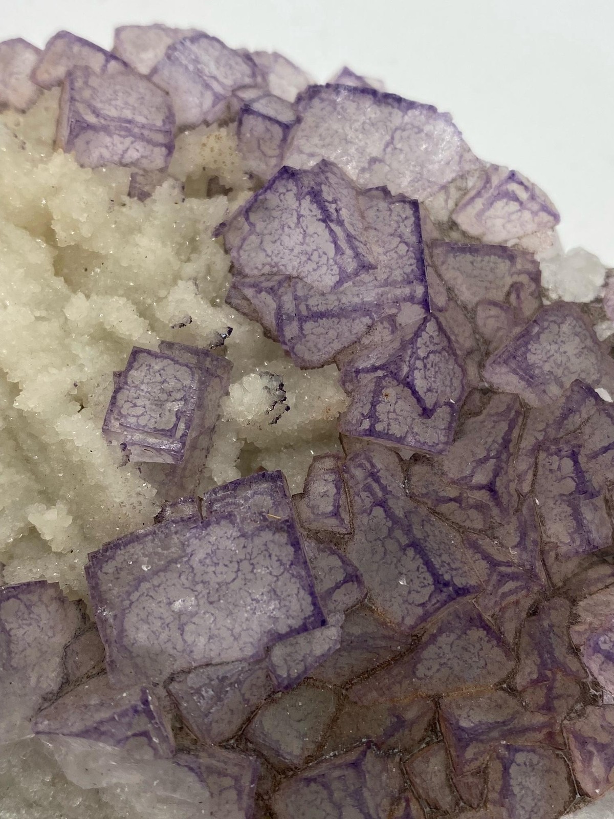 Fluorite and Calcite Crystal Cluster from Guizhou Province with QR Code Video Access