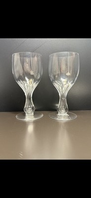 Set of 2 Bryce Brothers Glass Hollow Stem Champagne/Wine Crystal Glasses