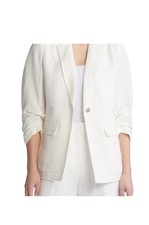 Anne Klein White Linen Blend Ruched Sleeve Jacket Blazer. Sz. M. NWT