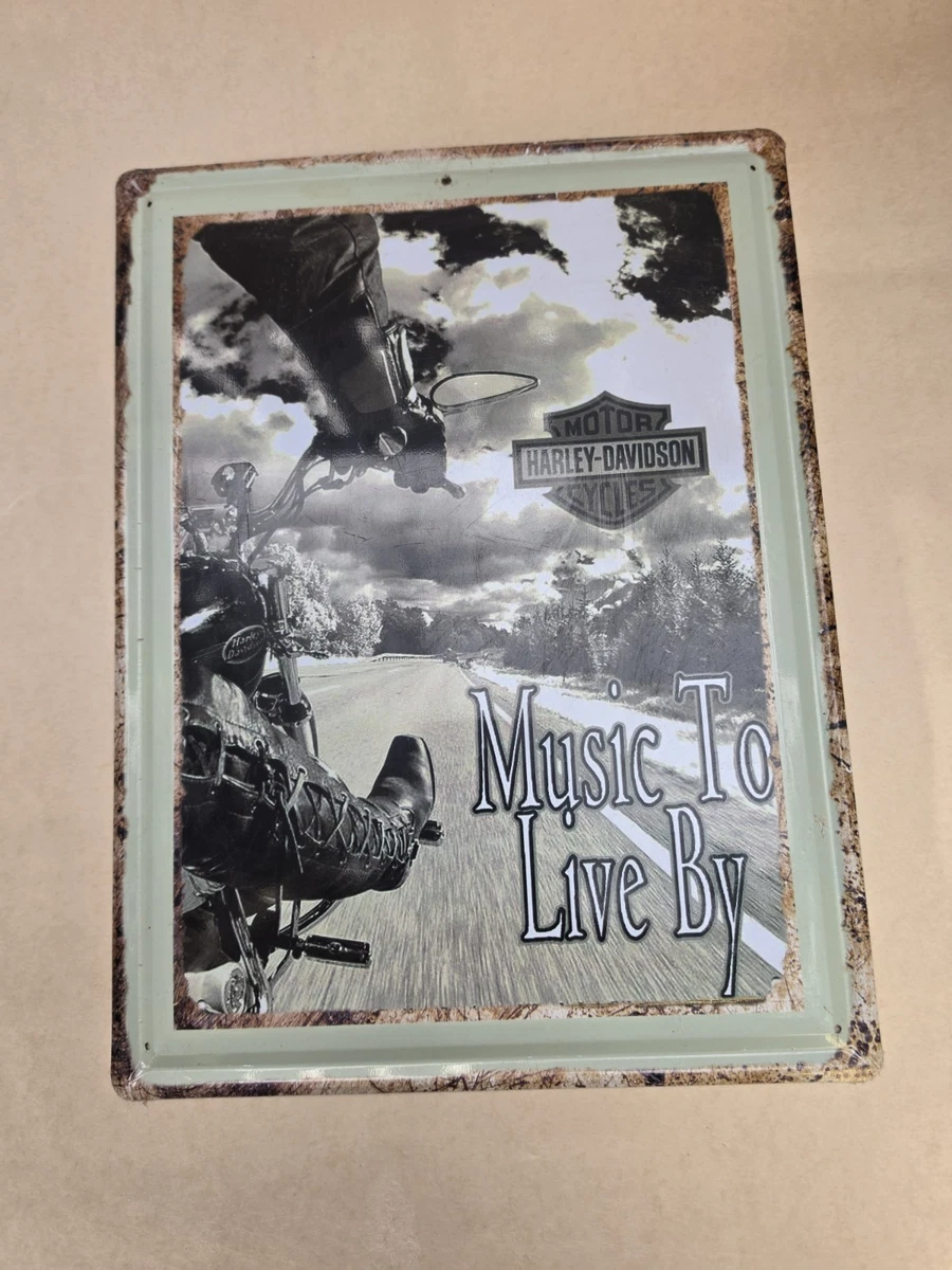 HARLEY-DAVIDSON MOTOR CYCLES  MUSIC TO LIVE BY  Metal Sign Vintage Tin Shed