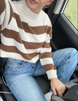 DIVIDED BY H&M Women's Cream /brown Sweater SZ small 