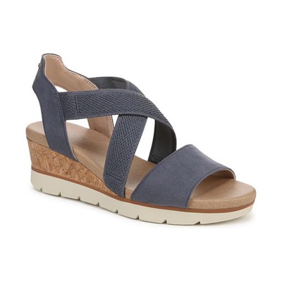 Women's Just Cute Strappy Wedge Sandals Oxide Blue Microfiber