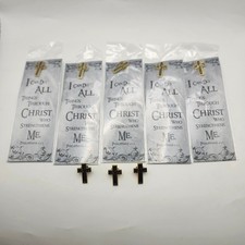 Autom Jesus Cross Lapel Pins Lot 8 Five Sealed Philippians 4:13 Christian Gold