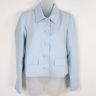 The Drop Myra Suit Jacket Blazer Womens Medium Light Blue Flap Pockets NWT