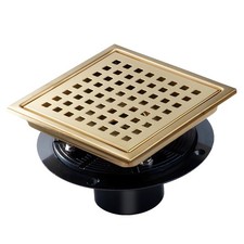 Shower Drain, 6 inch Shower Floor Square Drain with Flange, Removeable Grid P...