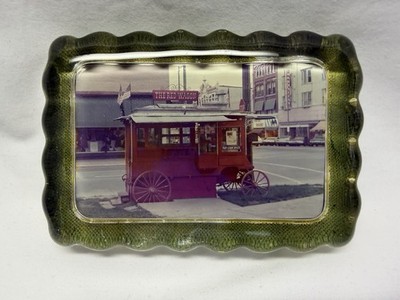1970 s The Red Popcorn Wagon Glass Paperweight Washington Park Sandusky Ohio