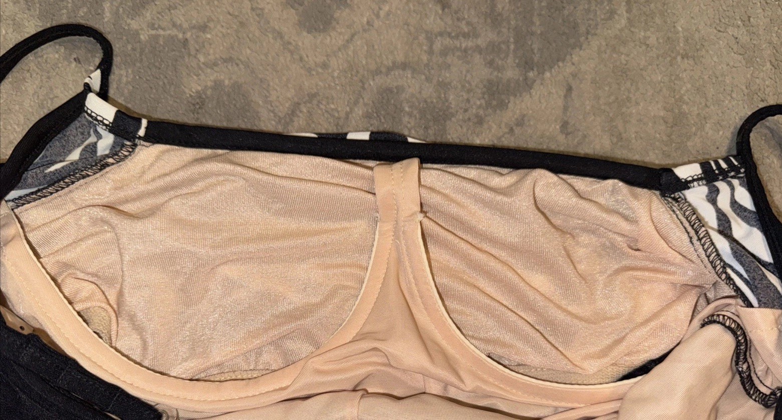 Carol Wior Bathing Swim Suit Lined Underwire Size 12 Black White Womens NWOT image 4