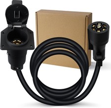7 Way Trailer Plug Socket Extension Cord 8ft, Heavy Duty 7 Pin RV Plug Connector