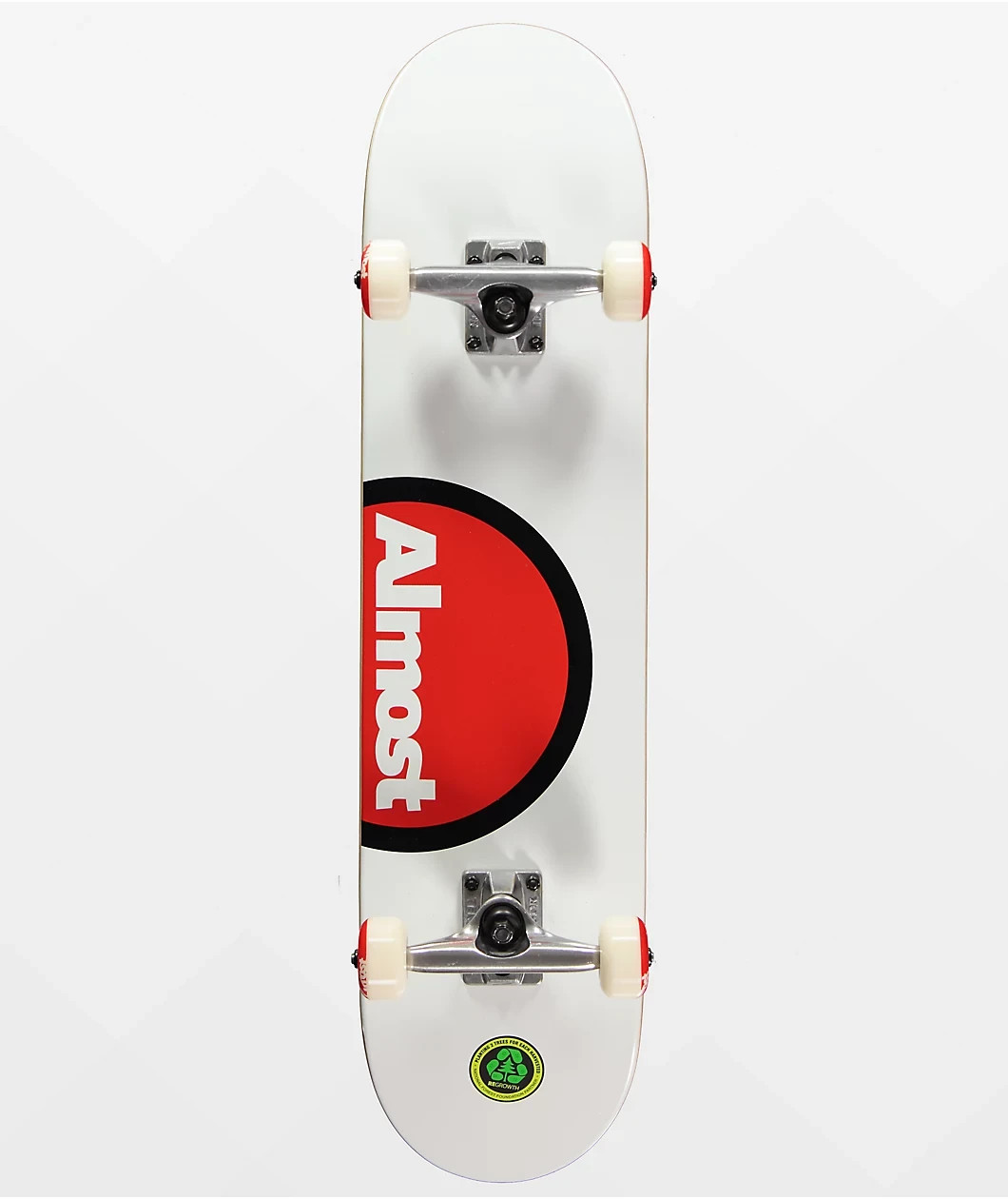 Almost Off Side Logo White 7.625" Skateboard Complete + Wheels & Tensor Trucks