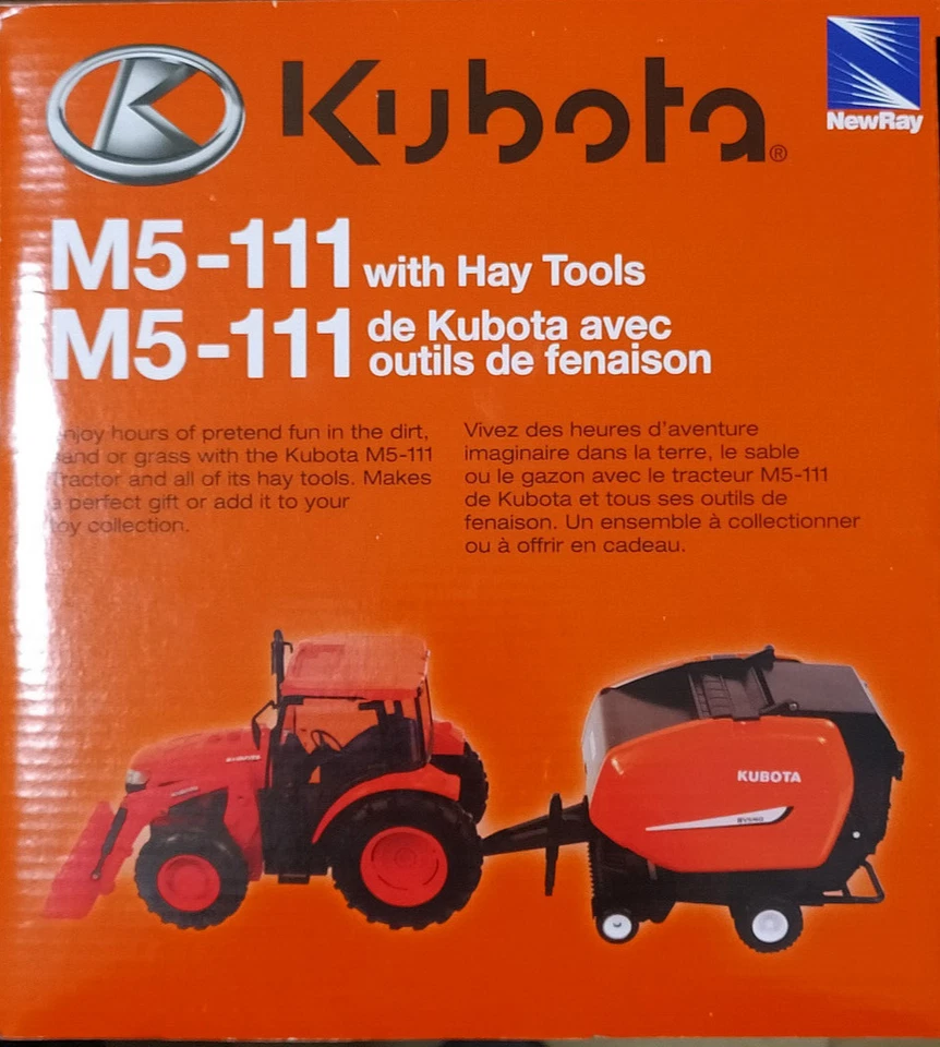 NEW RAY 1:18 TRATTORE  KUBOTA M5-111E E IMBALLATRICE CON LUCI E SUONI  ART 33033 - Immagine 2 di 2