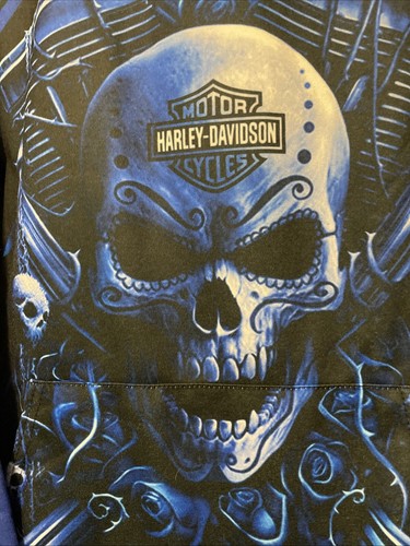 zootop harley davidson pull over hoodie with skull size xl. fleece lining light - Picture 5 of 10