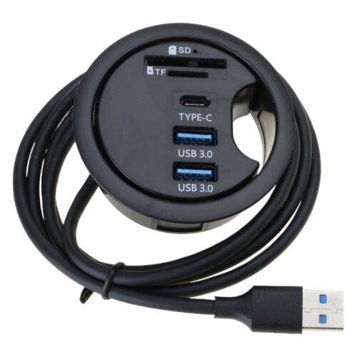 USB Hub Desk Grommet Dock Station Card Reader Dock Station for Desktop PC - Picture 2 of 23