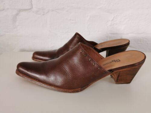 GB Bravo Brown Leather High Heeled Slides Mules - Size 6 (39) - Picture 3 of 19