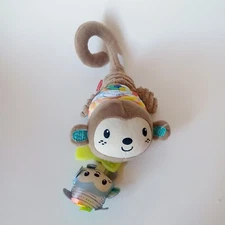 Infantino Musical Pull Down Monkey Crib Stroller Toy Crinkle Rattle Teether