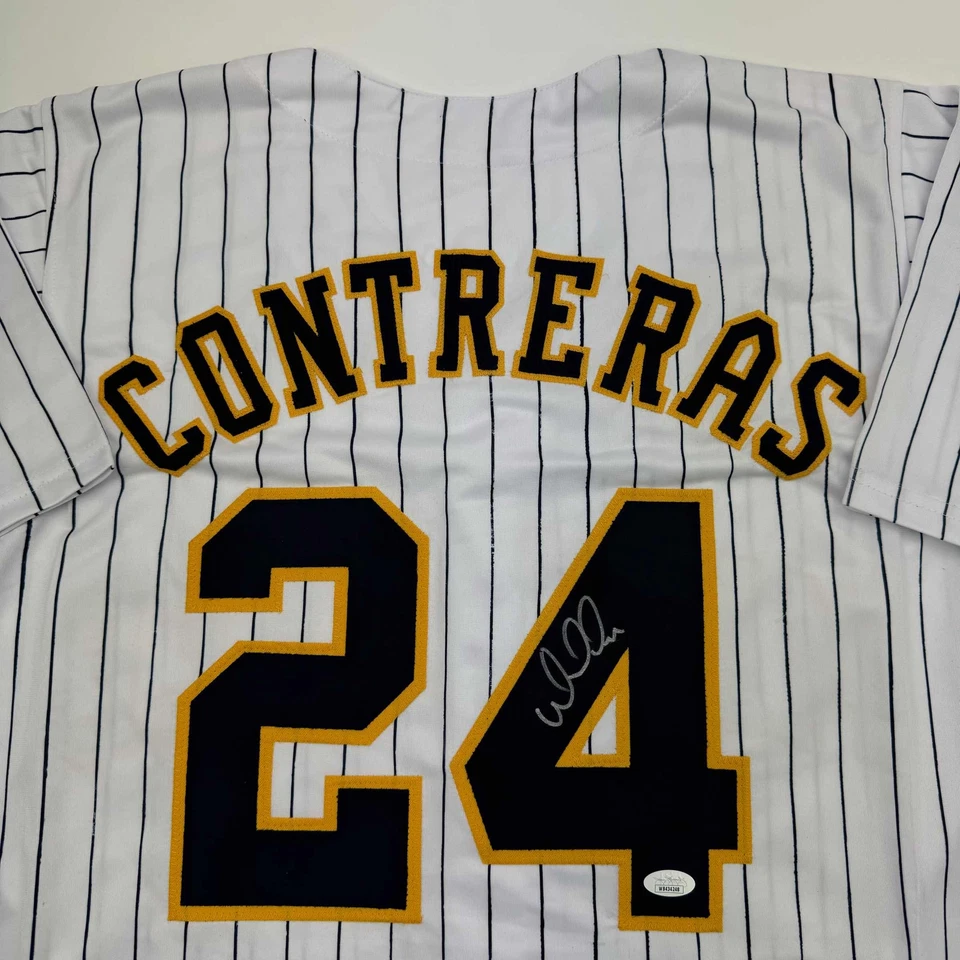 Autographed/Signed William Contreras Milwaukee Pinstripe Baseball Jersey JSA COA - Image 2 of 4