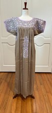 San Antonino Maxi Dress, Oaxaca Mexican dress. hand Embroidered. Silk Threads