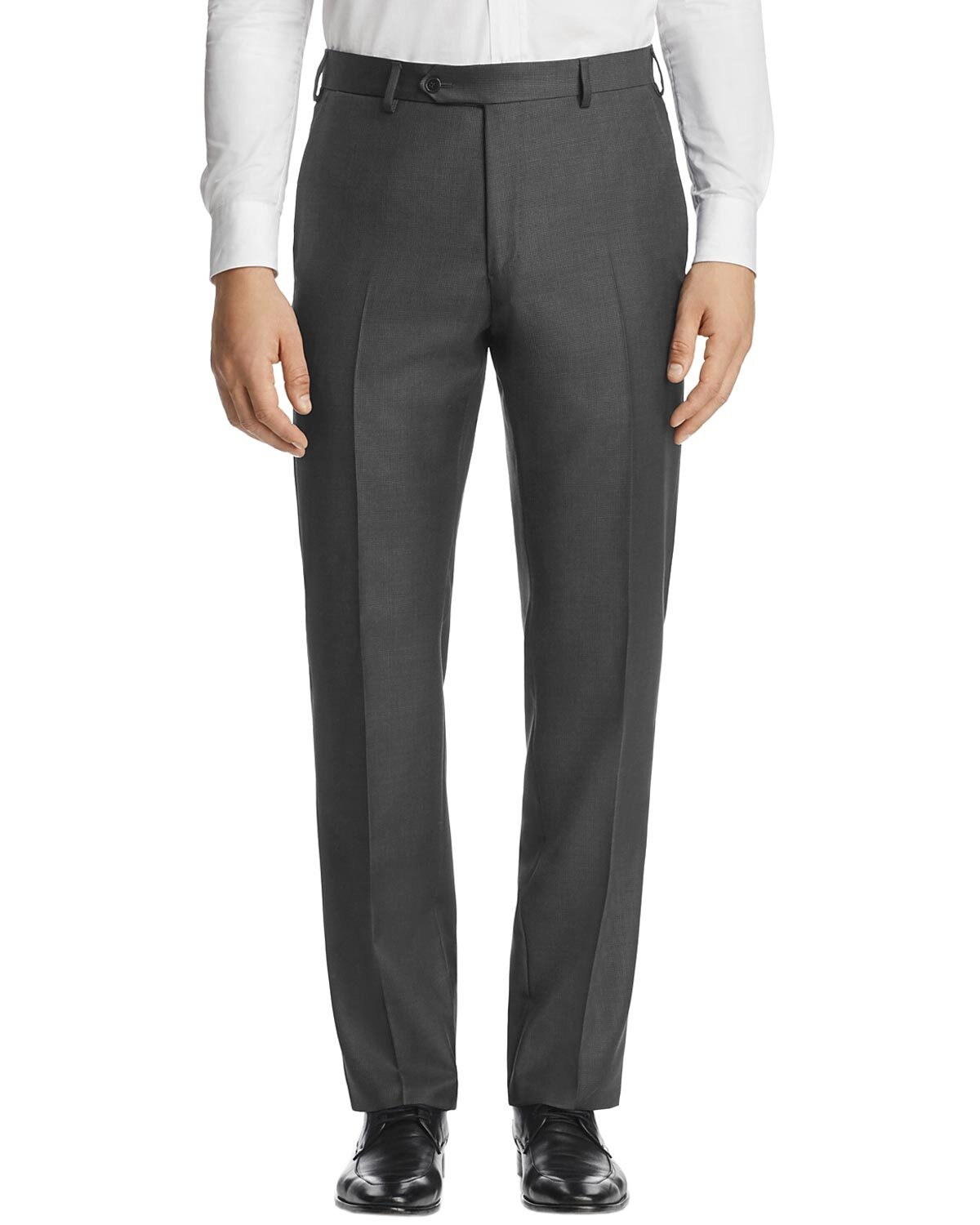 Luigi Bianchi Mens Flat Front Micro Neat Dress Pants 40 Grey Italy