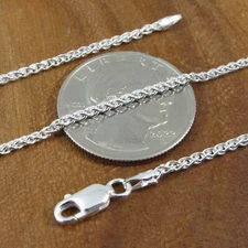 1.9MM Solid 925 Sterling Silver Italian SPIGA / WHEAT Chain Women's Necklace