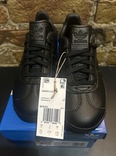 Adidas Gold Gazelle LetterC Youth Lace Up Leather Sneaker In Black Size US 2 1/2