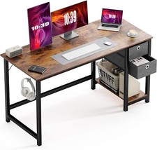40inch Brown Home Office Computer Desk w/ Drawer Writing Desk Work Desk PC Table