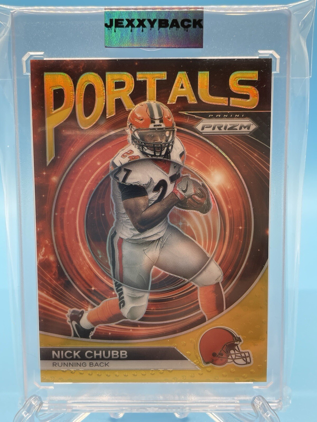 2023 Panini Prizm ~ Portals GOLD /10 ~  NICK CHUBB ~ Browns ~ SSP 4/10 🔥🔥🔥