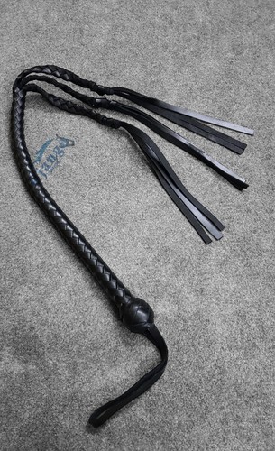 Genuine Premium Leather Braided 3 Spanking Tails Flogger Whip 36" Long Bullwhip - Picture 7 of 8