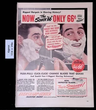 1949 EVERSHARP-SCHICK INJECTOR RAZOR The Schick "66" Print Ad 45665