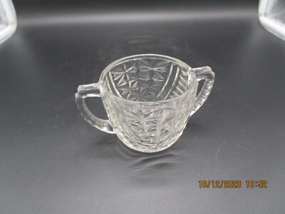 Vintage Sugar Bowl Pinwheel Design Cut Glass, 3''Tall