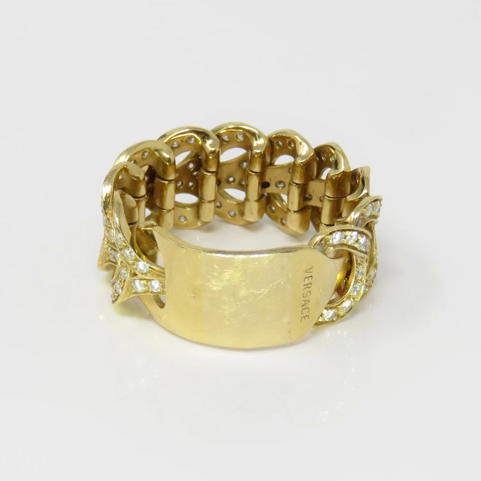 Anillo NYJEWEL Versace Oro Amarillo 18k Diamante 2ct Banda Ancha 12mm Foto 3 de 4