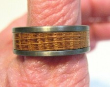 STAINLESS STEEL RING ETERNITY BAND WITH INLAID WOOD SIZE 11 8 MM WIDE