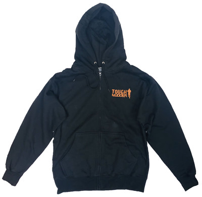 Tough Mudder Challenge Zip Up Hoodie Sports Gear Hooded Sweatshirt Black Men's L