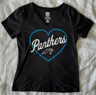 Carolina Panthers Womens Small T-shirt Black V-neck NFL Team
