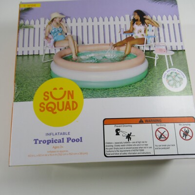 Sun Squad Inflatable Tropical Pool 5' Wide 60 in L x 60 in W x 15 in H