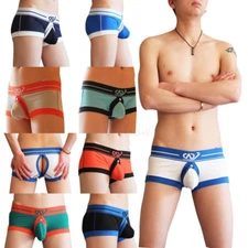 Sexy Mens Boxer Briefs Jockstrap Back Hole Underwear Lingerie Shorts Soft Trunks