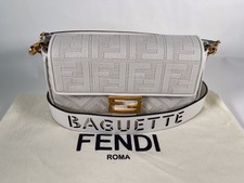 Fendi Baguette White Ff Canvas Bag