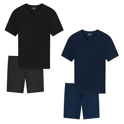 UNCOVER by SCHIESSER Herren Schlafanzug 2-tlg. Set - Shorty, kurz, V-Ausschni...
