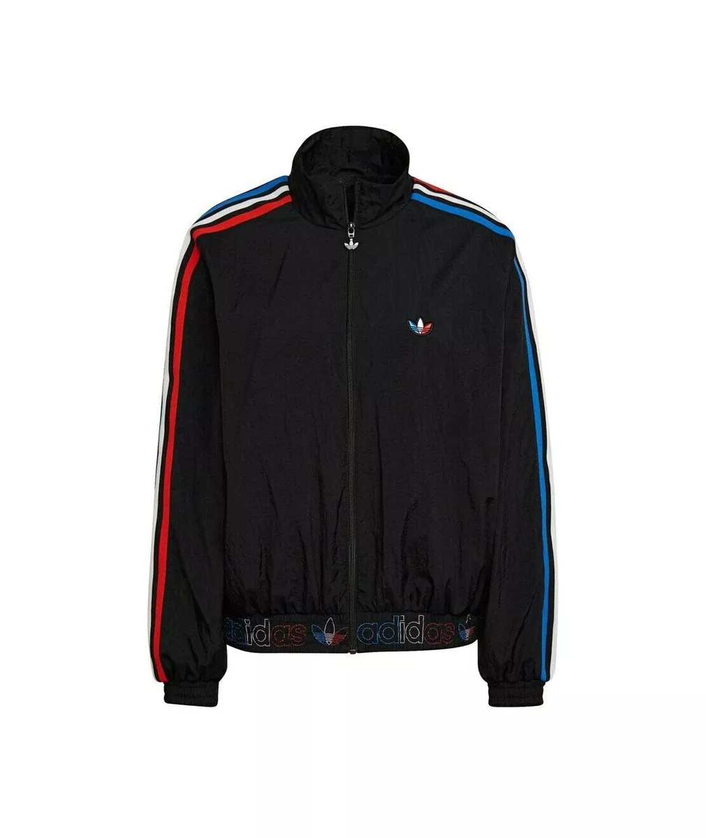 White adidas jacket top with black stripes