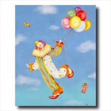 Clowns And Balloons Kids Room Wall Picture Art Print