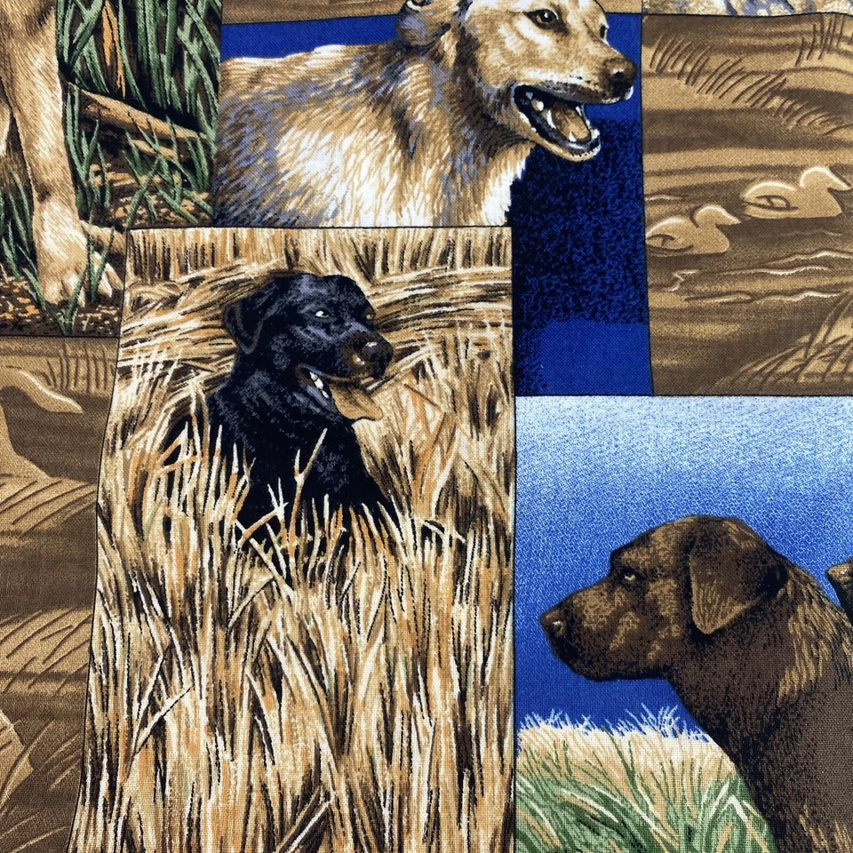 "Labrador Retrievers amarillo negro marrón tela pesada de caza 59""X 44"" 1 yarda y 23""" Foto 4 de 4
