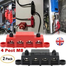 2 PCS Positive Negative Bus Bar Battery Power Distribution Block 4 x M8 Terminal