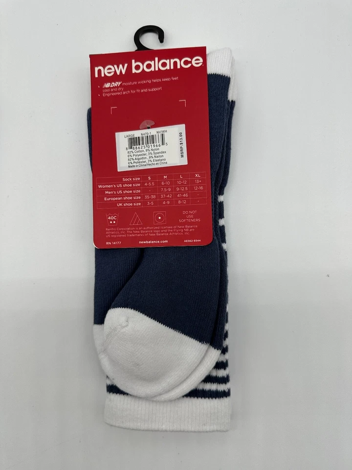 NUEVO PAR DE CALCETINES PARA HOMBRE NEW BALANCE ESTILO DE VIDA MEZCLA DE ALGODÓN TALLA GRANDE Foto 4 de 4