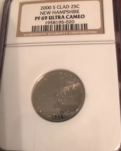 2000 S CLAD 25C NEW HAMPSHIRE NGC PF69 ULTRA CAMEO VERIFIED NGC