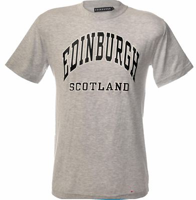 Harvard Style T-Shirt mit Edinburgh Text in Sportgrau Größe S