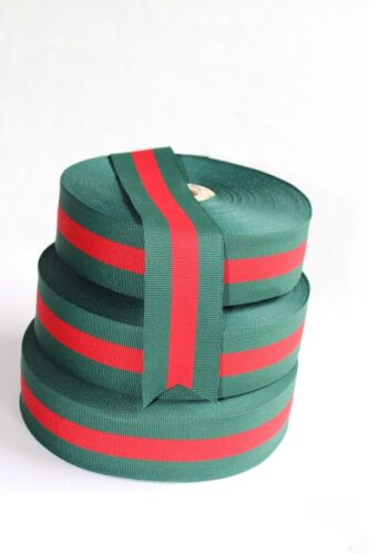 Red & Green Stripe Grosgrain Ribbons 5/8", 7/8",  1.5" & 2" - Picture 1 of 6