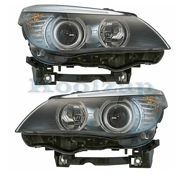 08-10 BMW 5-Series Front Headlight Headlamp Halogen Head Light Lamp Set ...